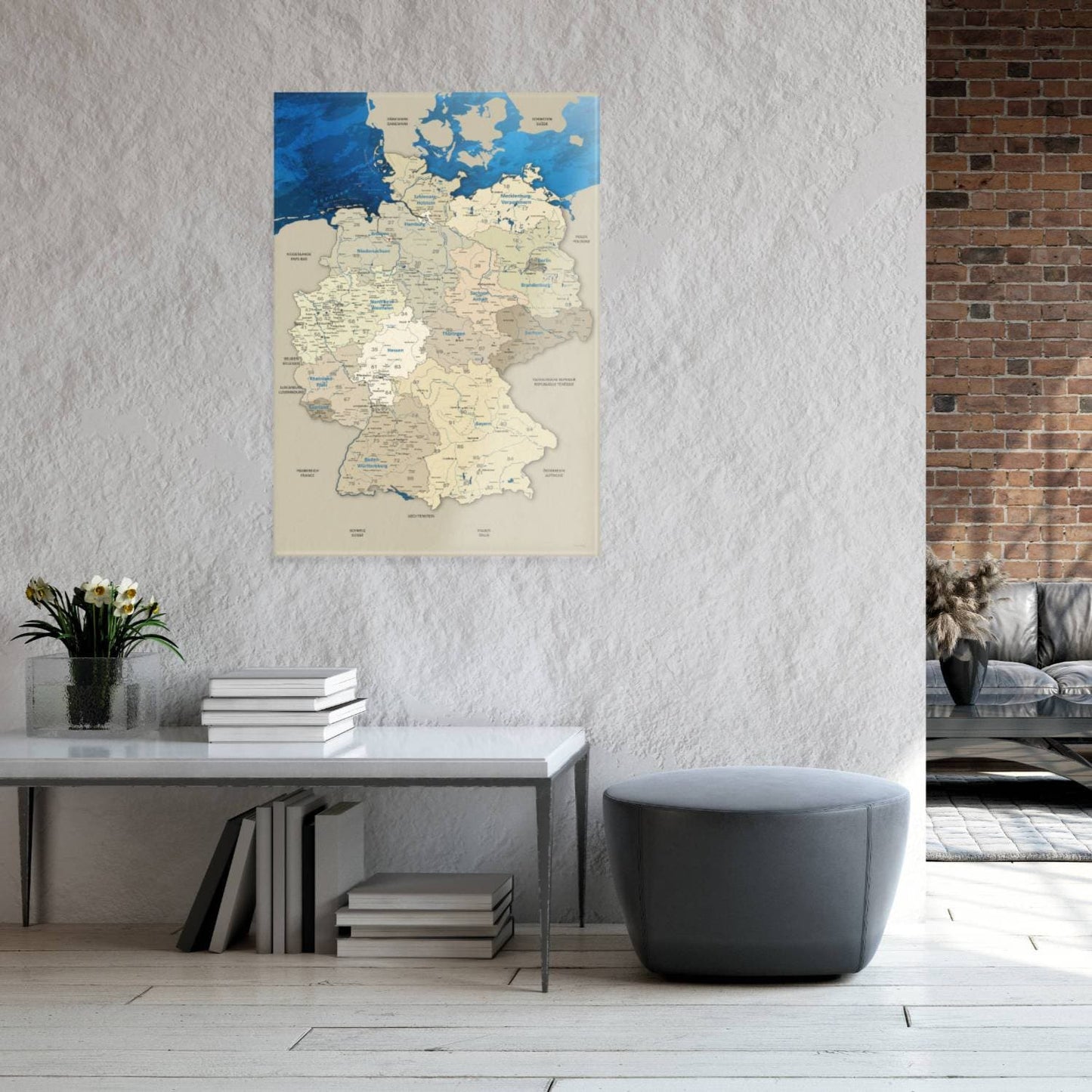 Magnetisches Glasbild - Frankreichkarte Blue Ocean