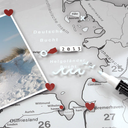 Magnetisches Glasbild - Deutschlandkarte Hellgrau